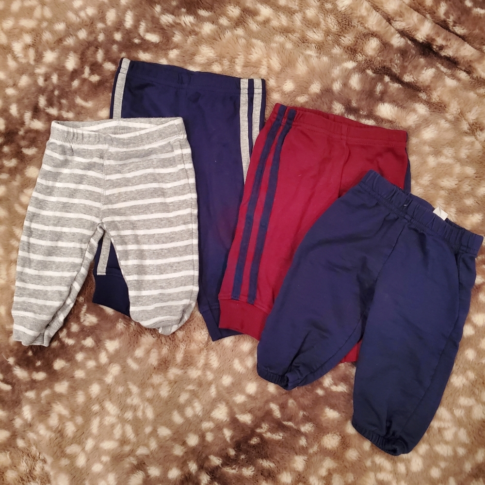 Carter's Bundle of 4 Pairs of Pants, Sweatpants, Cotton, 3 Month Boys